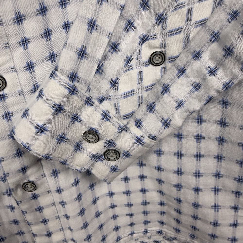 Carbon 2 Cobalt Mens Button‎ Down Shirt Large White Gauze Cotton Metal Buttons - Picture 5 of 9